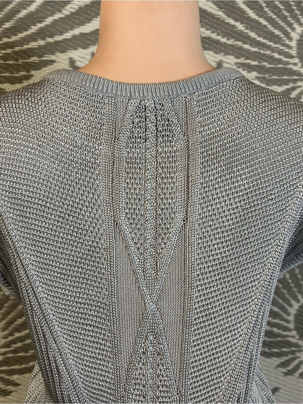 Blue Gray Cable Knit Vest Top Women’s Size L Coastal Grandma Preppy Sweater - Picture 6 of 12
